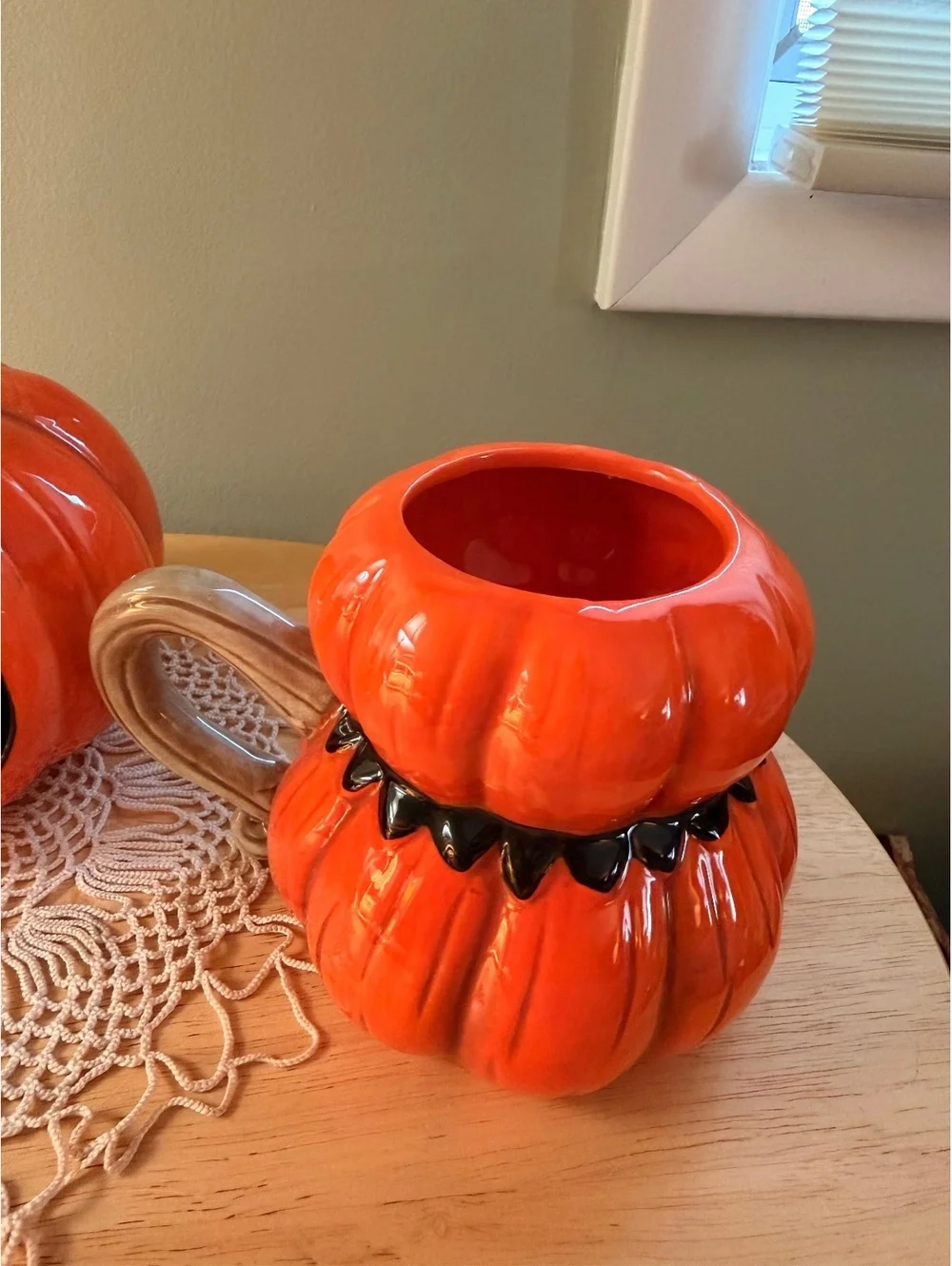 Halloween Ceramic Pumpkin and Ghost Mug Set - 3 Pieces